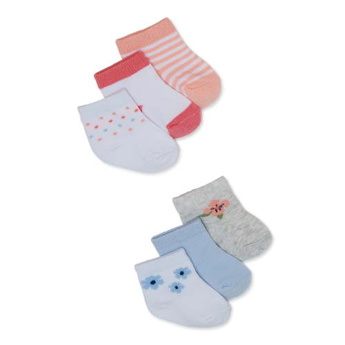 Carter's Child of Mine, Infant Baby Girl Bird Crew Socks, 6 Pack, Sizes Newborn-6 Months