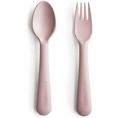 mushie Flatware Fork and Spoon Set for Kids | Made in Denmark (Blush)