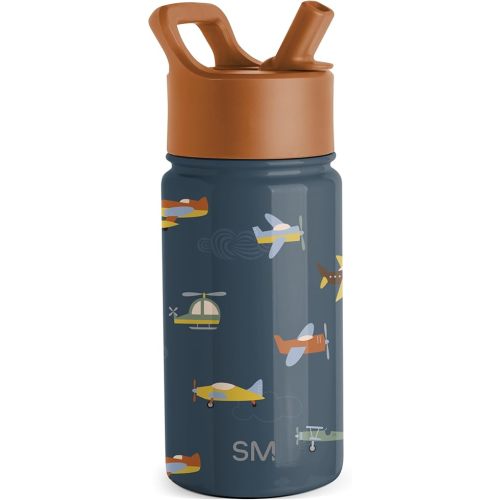 Simple Modern Kids Summit Water Bottle with Straw Lid | 14oz Stainless Steel Cup Insulated Tumbler for Toddlers, School | Wheels Up