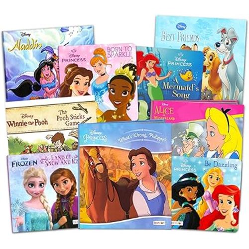 Disney Princess Board Books Super Set ~ 9 Pack Disney Princess and Disney Frozen Books for Toddlers