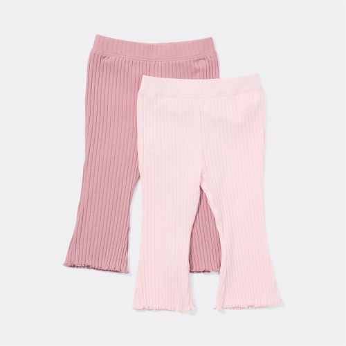 Dymples Baby Wide Leg Rib Flare Leggings 2 Pack - Pink & Mauve