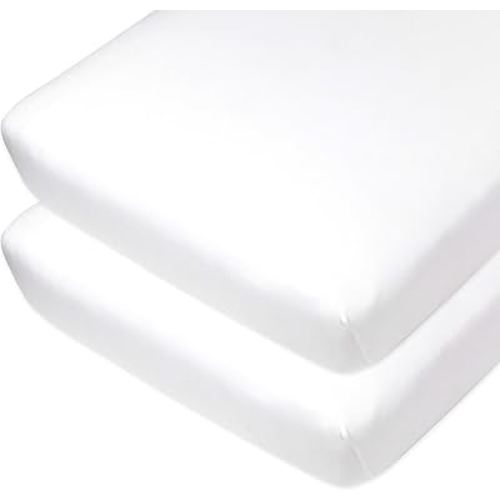 HonestBaby unisex baby 2-Pack Organic Cotton Fitted Crib Sheets Wearable Blanket, Bright White, One Size