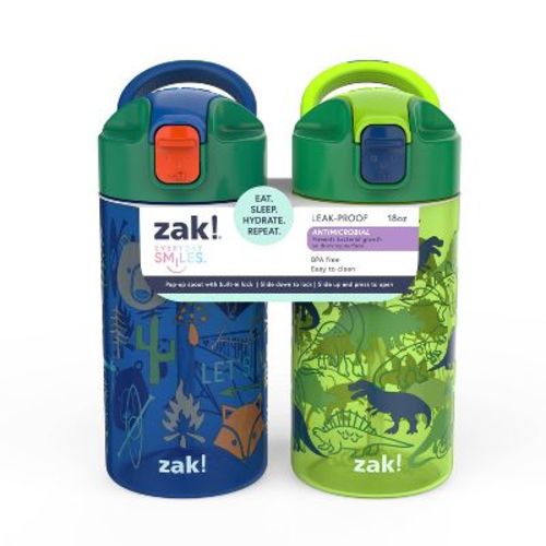 18oz 2pk Plastic Shells And Rainbows Valiant Water Bottles - Zak Designs: Kids, Dishwasher-safe, Camping, Portable Drinkware