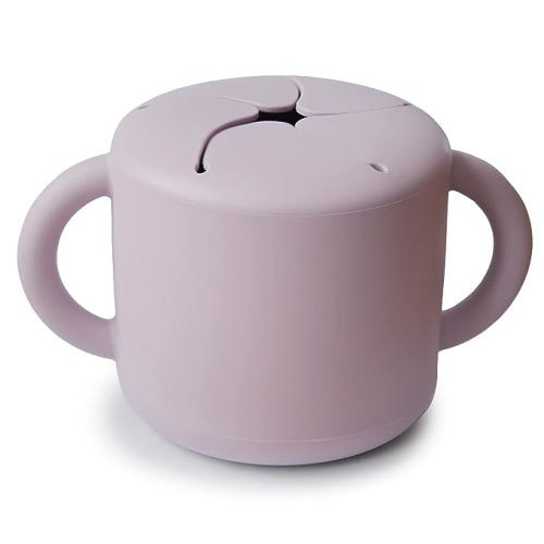 mushie Silicone Snack Cup | Spill Proof Food Container for Toddler and Baby (Soft Lilac)
