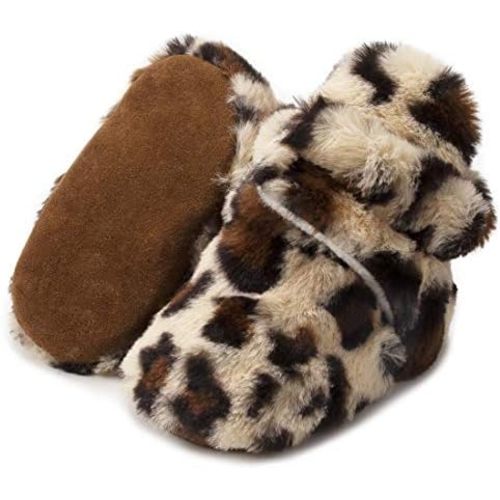 KIDSUN Infant Baby Boy Girl Cozy Fleece Bootie Newborn Stay On Slipper Winter Warm Gripper Non-Slip Crib Shoes
