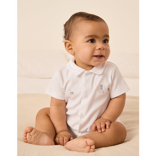 Organic Cotton Beach Friends Embroidered Shortie (0–9mths) | Baby Sleepwear | The White Company US
