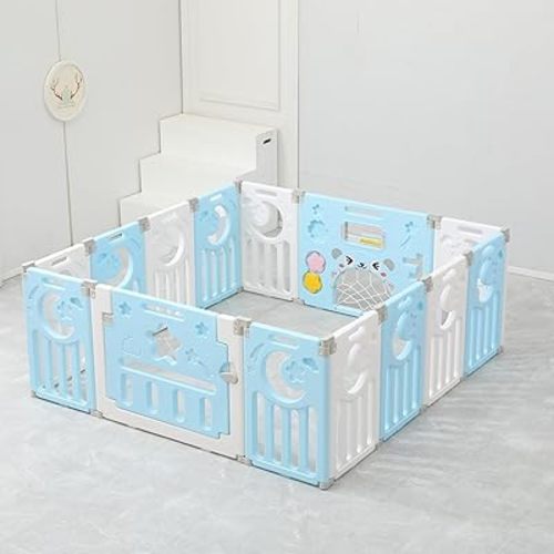 14 Panels Playard – Ultimate Baby Playpen for Babies and Toddlers, Ingenious Foldable Baby Gate Playpen,Indoor Outdoor Fence Pen Enclosure, 60 * 60 in
