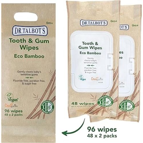 Dr. Talbot's Eco Bamboo Baby Tooth and Gum Wipes Naturally Inspired With Citroganix, 2-pack, 96 count