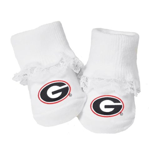 University of Georgia Bulldogs Baby Toe Bootie Socks with Lace