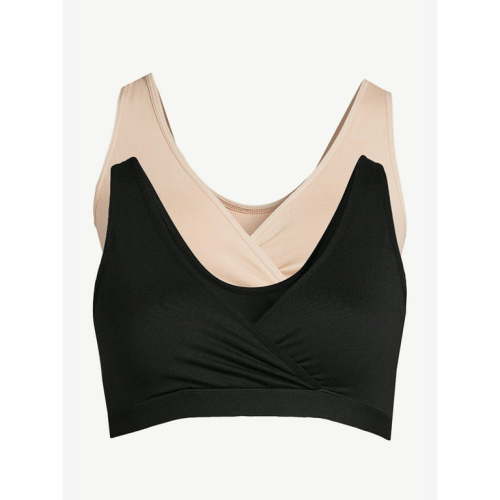 Joyspun Women's Maternity Wrap Front Nursing Bra, 2-Pack, Sizes S to 3X