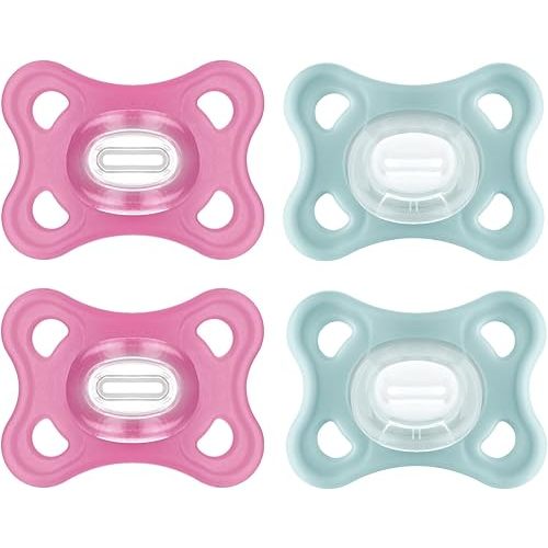 MAM Comfort Pacifiers, Newborn Pacifiers, 4 Count, MAM Pacifiers 3-12 Months, Best Pacifier for Breastfed Babies, Girl Silicone Pacifier