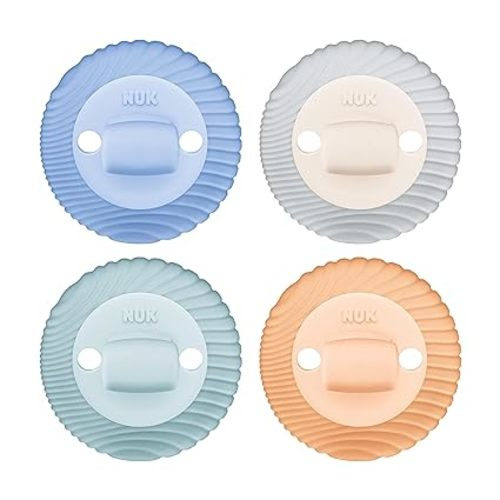 NUK Comfy Duet 100% Silicone Soother 2-in-1 BPA Free Pacifier and Teether, Unisex - 0-12 Month - Simply Natural Pacifier - Blue Assorted