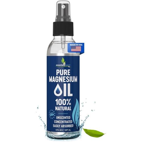 Pure Magnesium Oil Spray 8oz - Topical Magnesium Spray for Sleep & Feet - Extra Strength - USP Grade - 100% Natural and Organic Oil for Muscle Pain & Cramps - Less Sting - Less Itch - Made in USA
