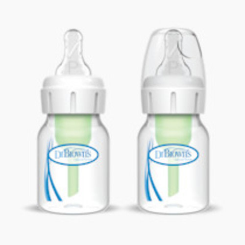 Dr. Brown's Anti-Colic Options+ Narrow Anti-Colic Baby Bottle with Preemie Nipple - Clear/White, 2 Oz