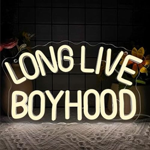 Long Live Boyhood Neon Signs for Wall Decor,Dimmable Motivational Sign Inspirational Wall Decor,Usb Powered for Man Cave Kids Room Bedroom Birthday Gifts(12.4 * 7in)