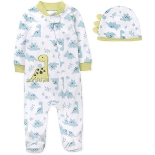 Baby Footie Bodysuit Headband or Hat 2 Piece Set – Christmas Thanksgiving Zip-Up Outfit,Holiday Pajamas for Infants