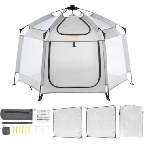 HDEY Baby Playpen with Canopy, Indoor/Outdoor Portable Playpen for Babies and Toddler, Lightweight & Foldable, Pop Up Toddler Play Yard with 3 Sun-Shades & Travel Bag for Park Beach Home, 59.8"x59.8"