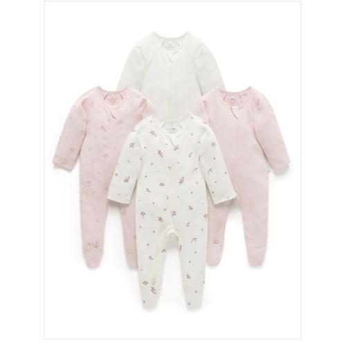 Purebaby 4 Pack Zip Growsuit | David Jones