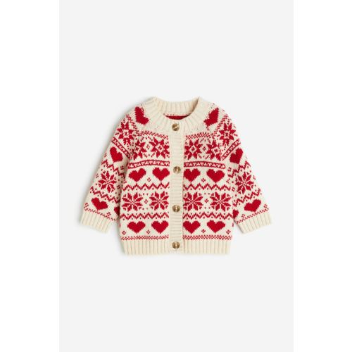 Knit Cardigan, Light beige/patterned