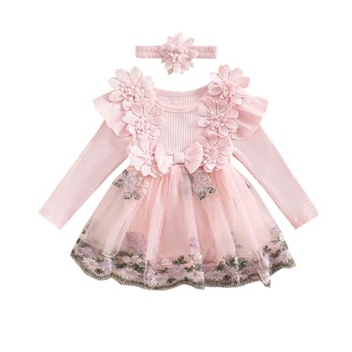 Baby Girl Fall Winter Clothes Long Sleeve Romper Dress + Socks + Headband Newborn Infant Cute Casual Outfits