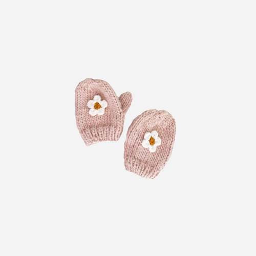 Flower Mittens, Blush 6-24M