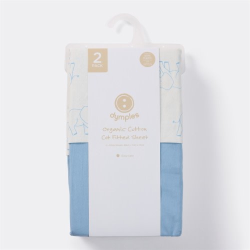 Dymples Fitted Cot Sheet 2 Pack - Blue