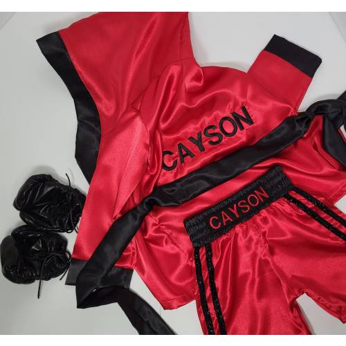 Personalized Boxing Set Robe, Shorts, Wearable Baby Gloves