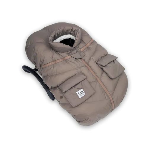 7AM Infant Car Seat Cover - Winter Puffy Cover with Center Zipper for Baby Boys & Girls, Lightweight, Windproof & Water-Repllent Outer Shell, Universal Fit for Infant Car Seat | (0-12M)