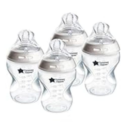 Tommee Tippee Natural Start 3 Uses Glass Baby Bottle, Cup or Jar Set, 9oz, Slow Flow Breast-Like Nipple for a Natural Latch, Leakproof Travel Food Jar Lids - NATURAL START - Self Sterilizing