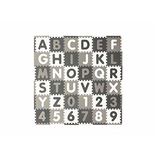 Tadpoles Soft EVA Foam 36Piece ABC Playmat Set, 74x 74 (36 Sq'), Grey/White, 36 Sq Ft