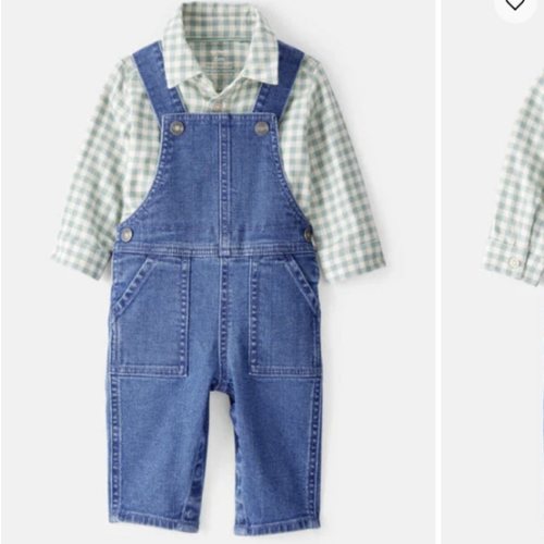 Baby Boy Checkered Print Bodysuit Overall Set - Blue/Green | Carter's