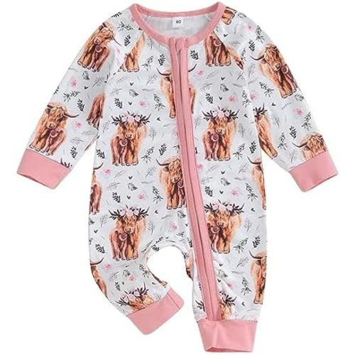 TheFound Western Baby Boys Girls Clothes Horse Floral Print Long Sleeve Infant Jumpsuits Newborn Autumn Cute Bodysuits 0-18M