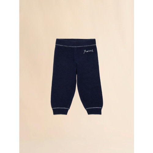 Deep blue wool-cashmere pants with logo | Marni