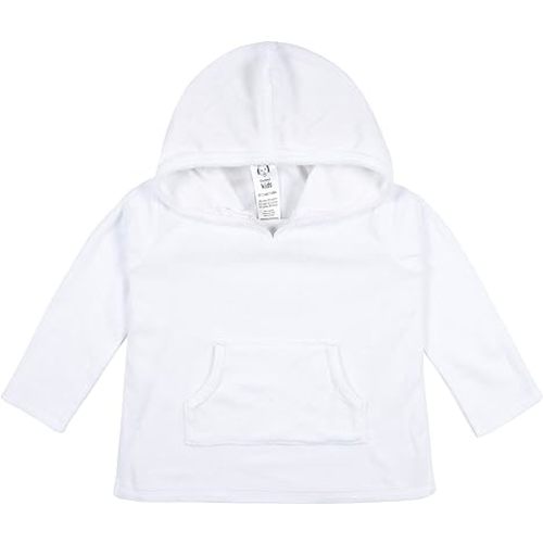 Gerber Girls' Hooded Kangaroo Pocket Terry Cover Up, White, 12m