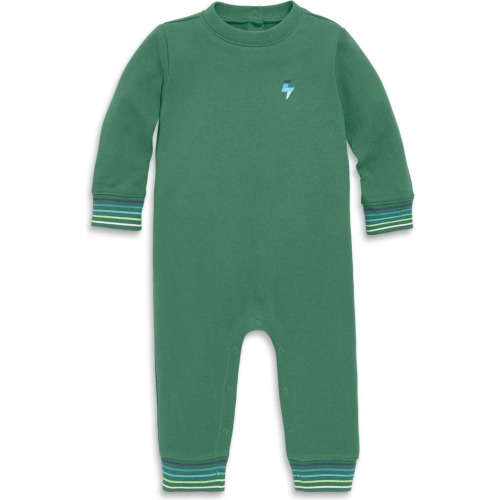 Primary Baby Embroidered Stripe Trim Sweatshirt Romper, 12-18M, Chive