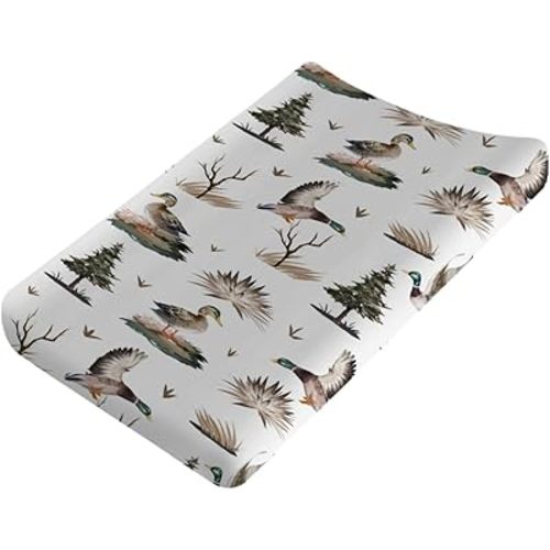 Watercolor Mallard Duck Changing Pad Cover Duck Hunting Diaper Changing Pad Cover Sheets for Boys Girls Wildlife Soft Stretch Fitted Baby Change Table Pad Mats Covers 32''x16''