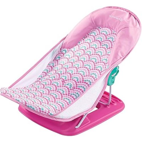 Summer Infant Deluxe Baby Bath Seat, Adjustable Support for Sink or Bathtub, Includes 3 Reclining Positions - Bubble Waves