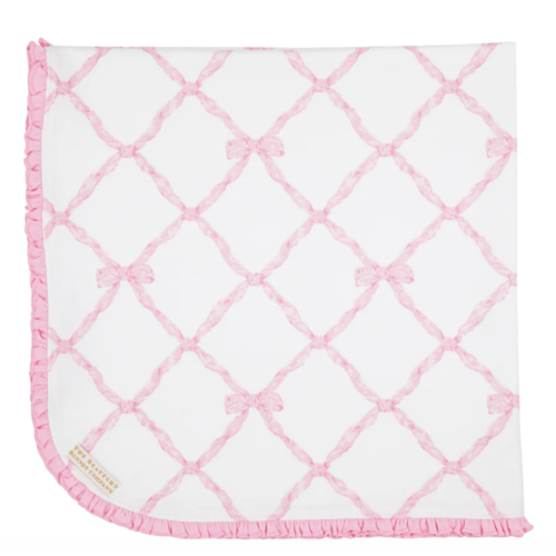 Baby Buggy Blanket - Belle Meade Bow with Pier Party Pink