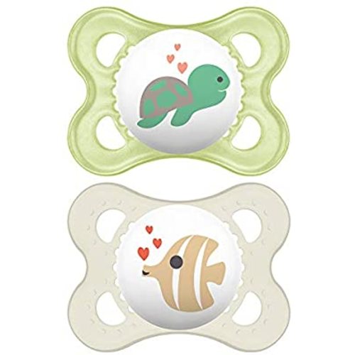 MAM Deep Sea Collection Pacifiers (2 Pack, 1 Sterilizing Pacifier Case), MAM Pacifier 0-6 Months, Unisex Baby Pacifier, Best Pacifier for Breastfed Babies, White