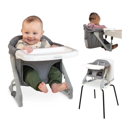 Infantino Ultimate Travel Booster Asiento para Bebés y Niños Pequeños de 4 a 36 Meses, Gris