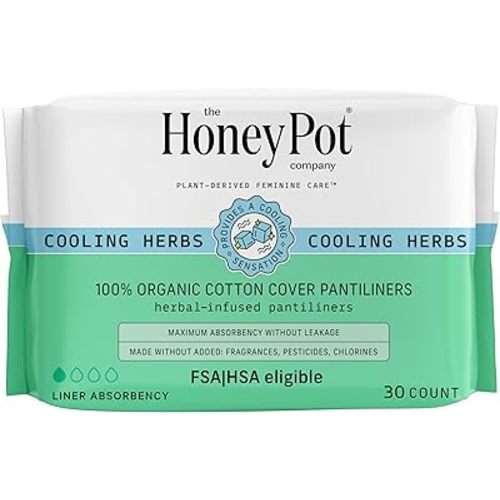 The Honey Pot Company - Herbal Everyday Panty Liners for Women - Infused w/Essential Oils for Cooling Effect & Organic Cotton Cover - Feminine Care - FSA & HSA Eligible - 30 ct