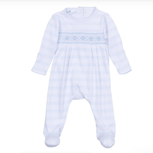 Baby of Mine Smocked Footie - Light Blue