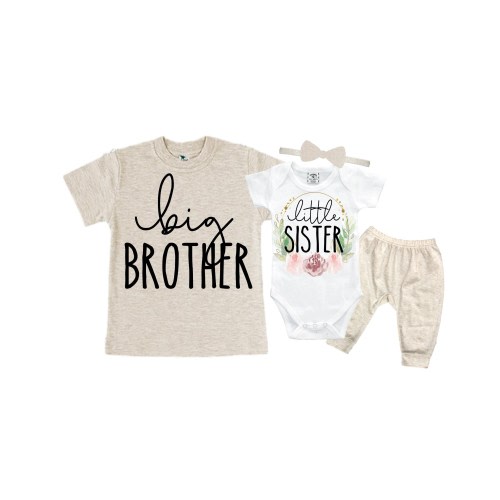 Big Brother/Little Sister Matching Sibling Set. Baby Shower Gift. Take Home Outfit. Matching Sibling Set