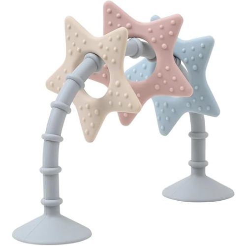 Stick 'n' Play Sensory Star Toy and Teether | Suction Cup Hoop with 3 Teether Stars | for Baths, Highchairs and More | Suitable from Newborn 0+