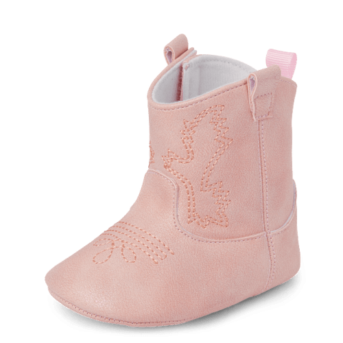Baby Girls Shimmer Stitched Cowgirl Boots - Pink