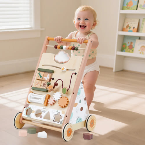 Adjustable Speed Wooden Baby Walker for Toddlers