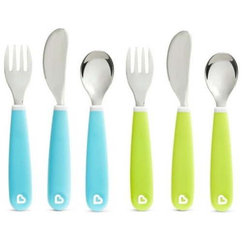 Munchkin® Splash™ Toddler Fork, Knife and Spoon Utensil Set, Blue/Green, 6 Pack, Unisex