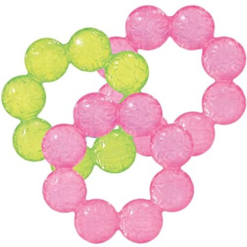 Infantino Water Teethers – Sensory Exploration, Teething, Cooling & Massaging Relief for Sore Gums, Lime & Pink, 3-Pack