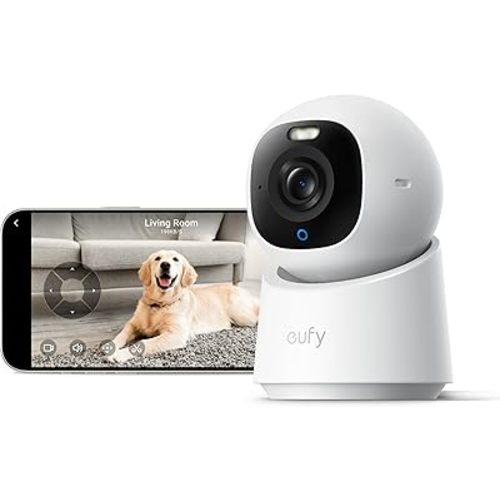 eufy Indoor Cam E30, Latest Generation, 4K UHD Security Camera, Pet/Dog/Baby Camera with Phone app, Color Night Vision, Human/Pet Auto Tracking, 360 Pan-Tilt, Works with Homekit