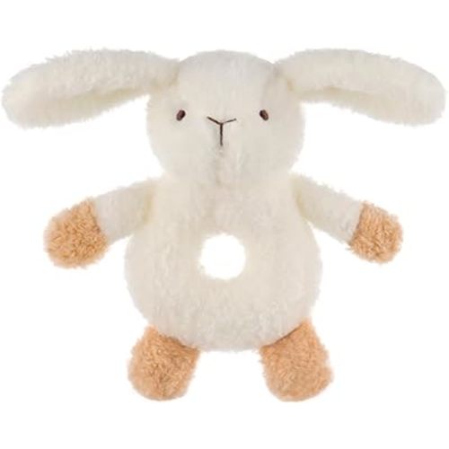 Apricot Lamb Baby Lovey bunny Soft Ring Rattle Toy, Plush Stuffed Animal for Newborn Soft Over 0 Months (Cream bunny, 4.5 Inches)